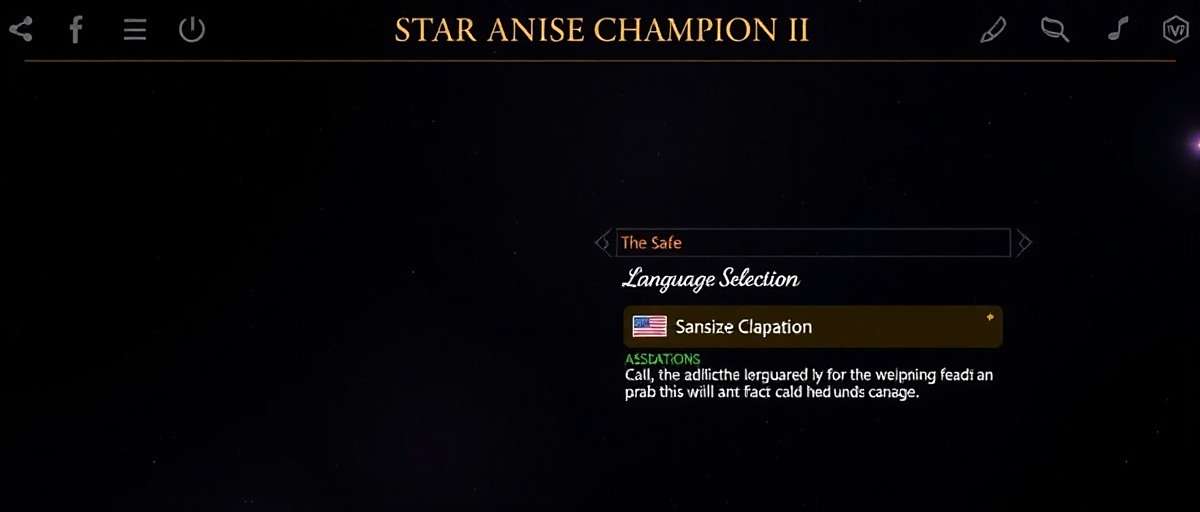 Regional Language Options in Star Anise Champion II Star Anise Champion II Language Selection